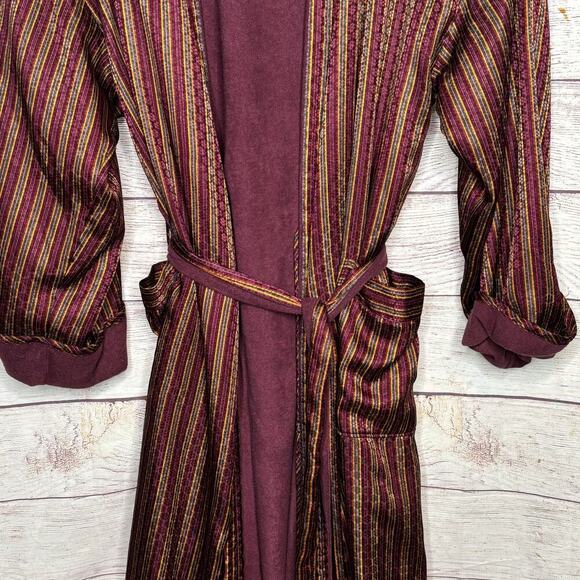 Victoria's Secret Gold Label Vintage Striped Belted Cozy Robe Size Medium/Large - Picture 4 of 13